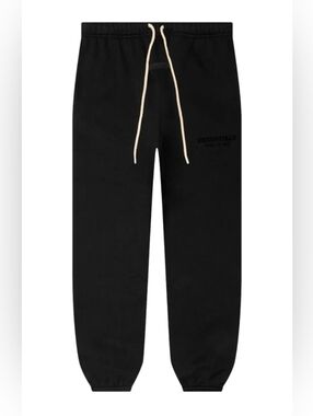Essentials Black Jogger Sweatpants with Cream Drawstrings